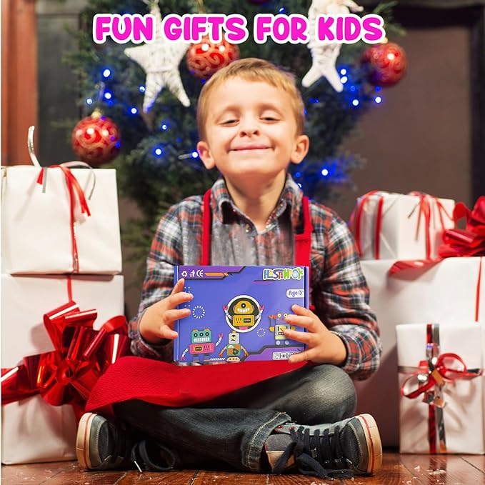 Wooden Snap Together Robot Toys, Fine Motor Building Robot Blocks for Kids, STEM Montessori Educational Learning Toy, Gift for 3 4 5 6+ Years Old Boy Girl Kids