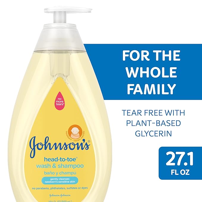 Johnson's Head-to-Toe Gentle Tear-Free Baby & Newborn Wash & Shampoo, Sulfate- 27.1 fl.