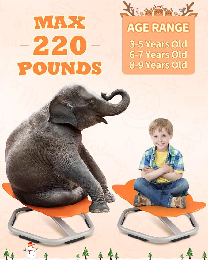 Dollate Carousel Spin Sensory Chair for Kids, Petal Kids Swivel Chair, Elephant Sit and Spin Swivel Chair,Toddler Spinner Seat Non-Slip Spinning Seat Autism Kids Swivel Chair for Training Balance