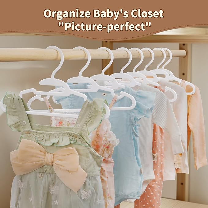 U-Shape Kids Hangers, Plastic Baby Clothes Hangers, 11.4inch Toddler Hangers with Protect Collar Non-Distorting from Stretching, 40 Pack Baby Hangers for Infants,Children Closets, White