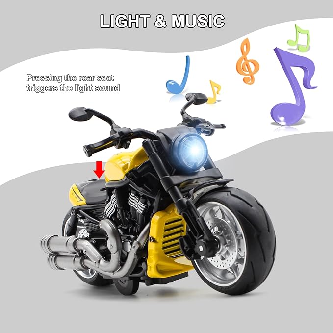 Pull Back Motorcycle Toys - Toy Motorcycle with Flashing Light 3+ Kids