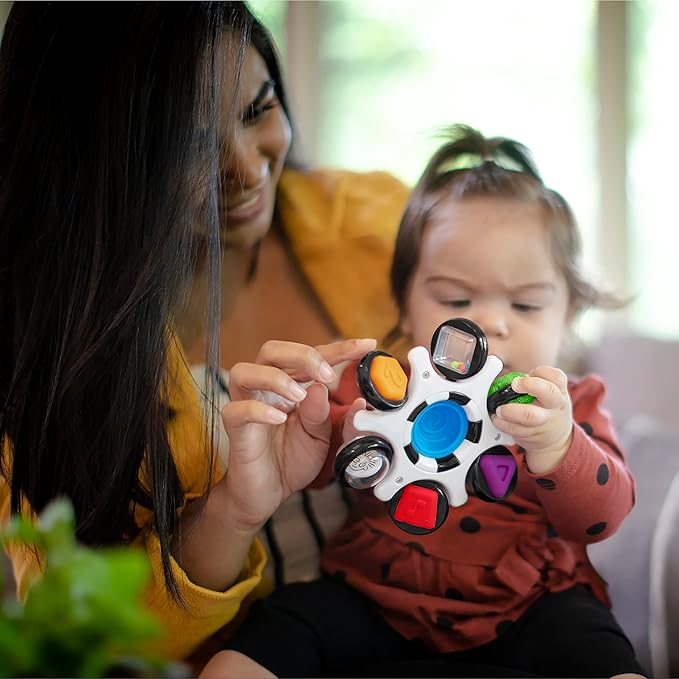 Baby Einstein Curiosity Clutch Fidget Sensory Toy and Pop It Rattle, BPA Free Infant Teether 3 Months+,