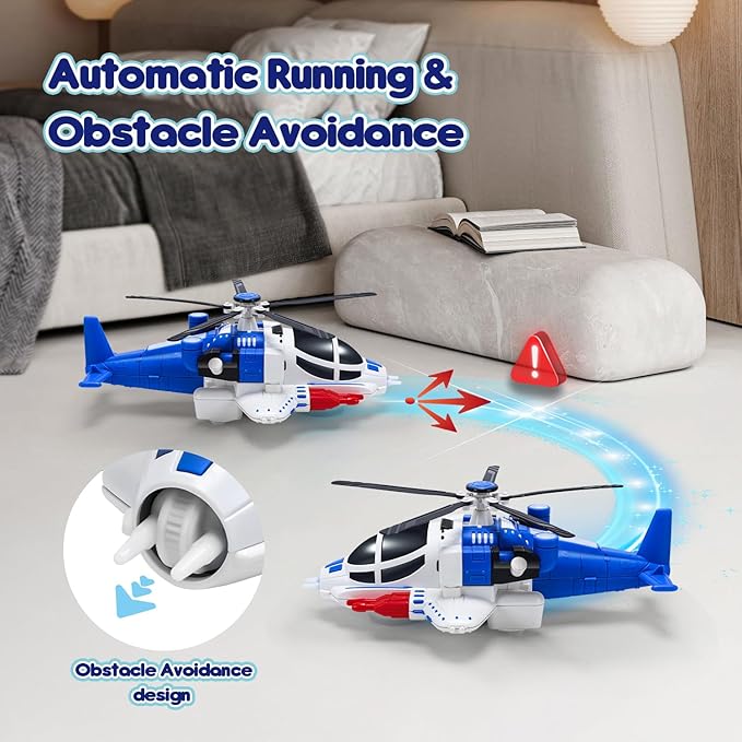 HOLYFUN Toddler Airplane Toys for Boys, Helicopter Toys with Sounds and Lights 3 4 5 Year