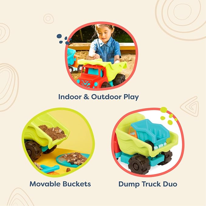 B. toys- B. play- Dump Truck Duo- Vehicles- Pretend Play Trucks for Toddlers- Big 20" Truck & Small Truck – Classic Toys for Toddlers, Kids 18 Months