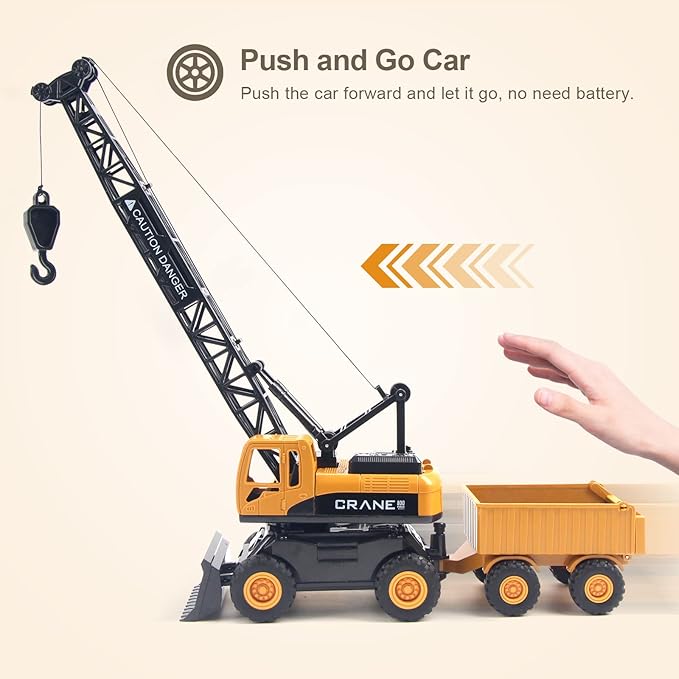 Jenilily Crane Toy Construction Vehicles Model Car, Toy Truck Gifts 3 4 5 Years