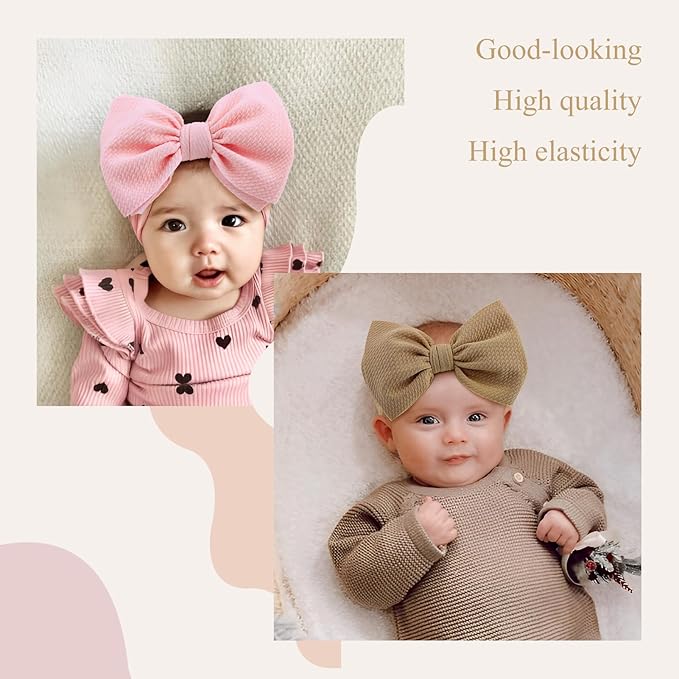 YanJie Baby Headbands - Handmade Elastic Nylon Hairbands with Hair Bows for Newborns, Girls
