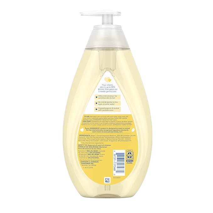 Johnson's Head-to-Toe Gentle Tear-Free Baby & Newborn Wash & Shampoo, Sulfate- 27.1 fl.