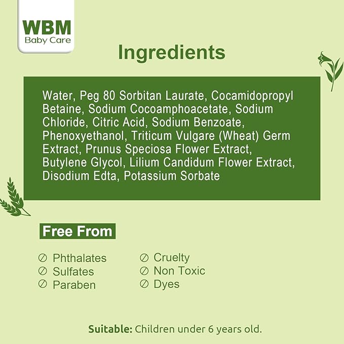 WBM Baby Shampoo and Body Wash, Baby Soap Pump Bottle For Gentle Protection 10 Fl 3)