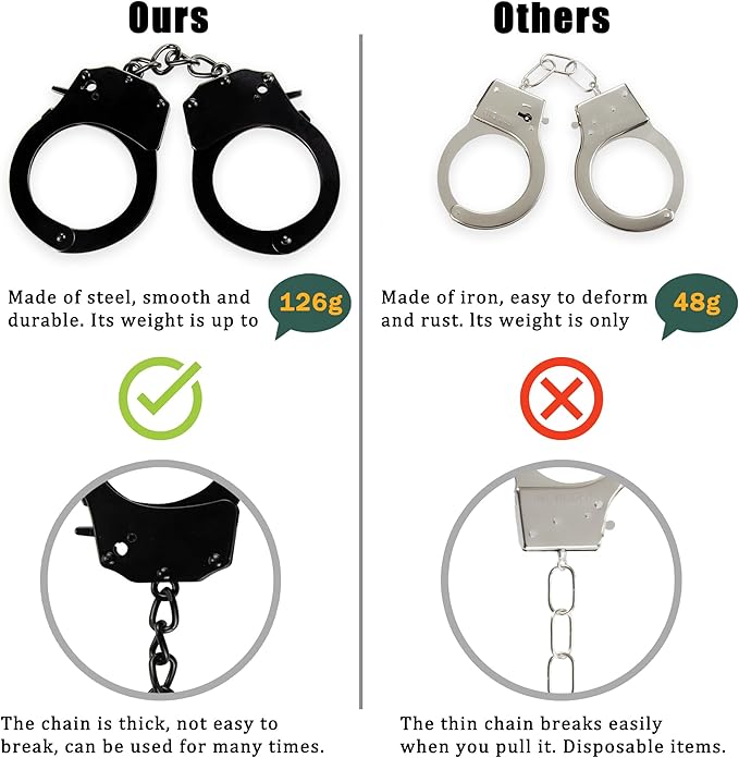 Toy Handcuffs with Keys, Stage Dress Up Accessory for Kids