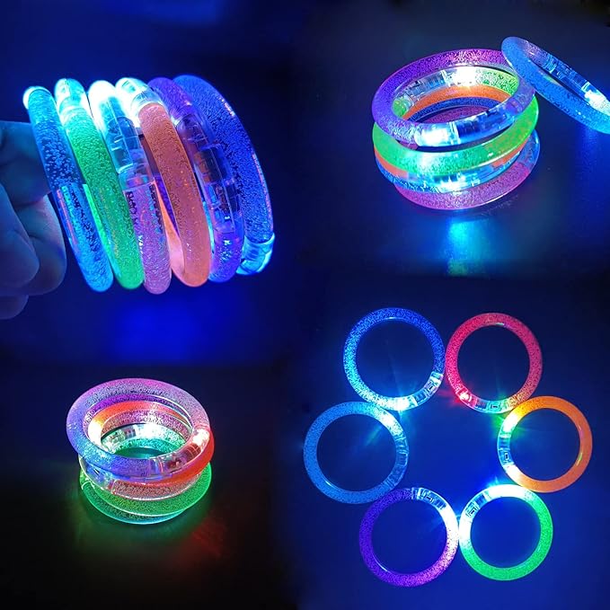60 Pcs Glow In The Dark Bracelets, 6 Colors LED Bracelets Bulk Party Supplies for Kids and Adults, Glow Neon Party Favors Toys for Carnival Halloween Christmas Birthday Wedding