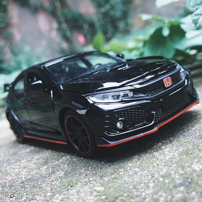Compatible for 1:32 Diecasting Alloy Honda Civic Type-R Car Model Toy Car,Pull Back Alloy Car with Lights and Sound, Open Door for Kids Gift