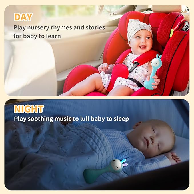 alilo Smarty Bunny Baby Rattle Musical Light Up Toys, Infants Newborns Baby Toys 0-3-6-12-18-24 Months 1 Year 4 Music 9 Color