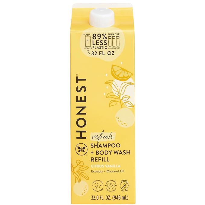 The Honest Company 2-in-1 Cleansing Shampoo + Body Wash Refill Carton | Gentle for Baby 32 fl
