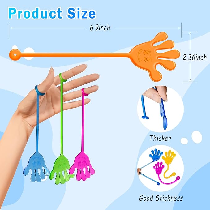 Sticky Hands Bulk 48 PCS Party Favors for Kids 4-8 8-12 Stretchy Sticky Hand Toy Valentines Day Gifts for Kids Goodie Bag Stuffers Filler Treasure Box Toys for Classroom Prizes Birthday Party Supplies