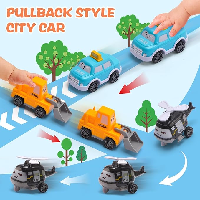 TOYSXYIN. 12 Pcs. Construction Truck for 3-9 Year Old Boys and Girls - Friction Power Vehicle Car for Toddlers 1-3, Carrier for Kids 3-5