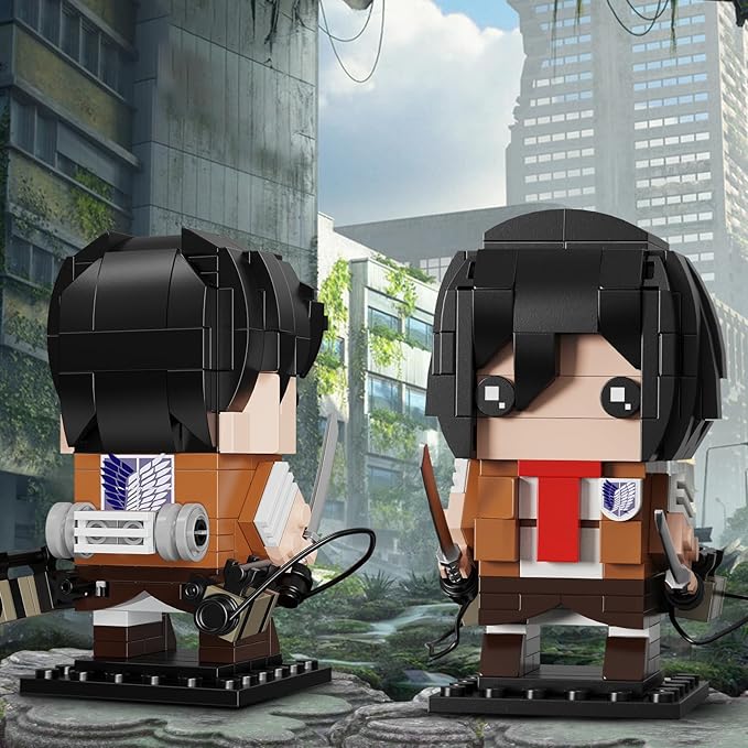 Titan Action Figures Building Block Sets, 3 in 1 Popular TV Eren Yeager/Levi/Mikasa Anime Model Toys, Suitable for Fans Boys Kids Attacck Cartoon Building Kit Birthday