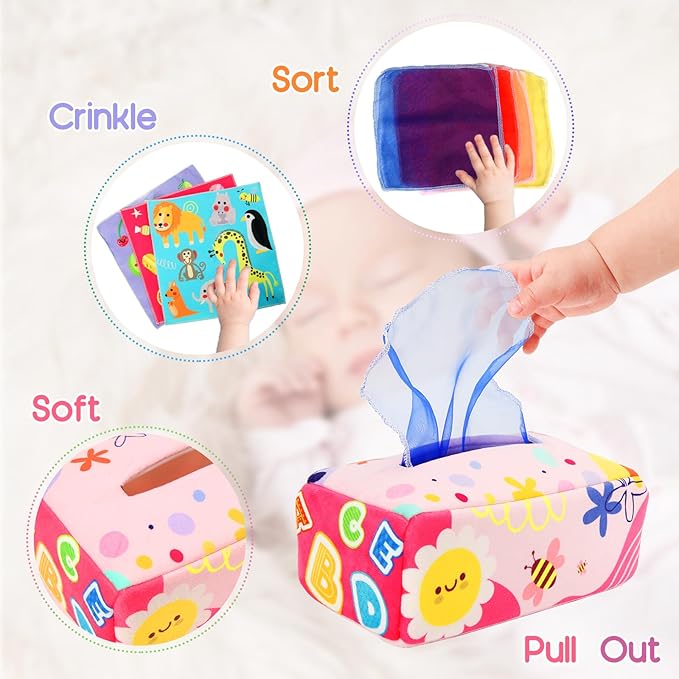 YOGINGO Baby Toys 6 to 12 Months - Baby Tissue Box Toys 1 Year
