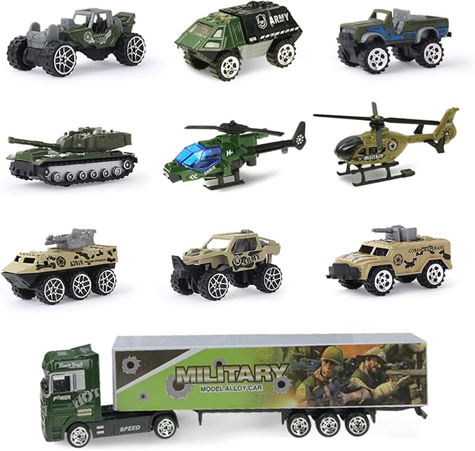 Jenilily Army Toys Cars for Boys Tank Military Truck Vehicle 3 4 5 6