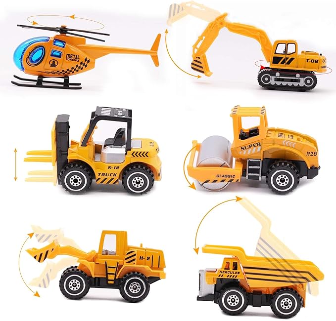 Childom Engineering Vehicle Toys Set Alloy Construction Big Forklift,Single Drum Roller
