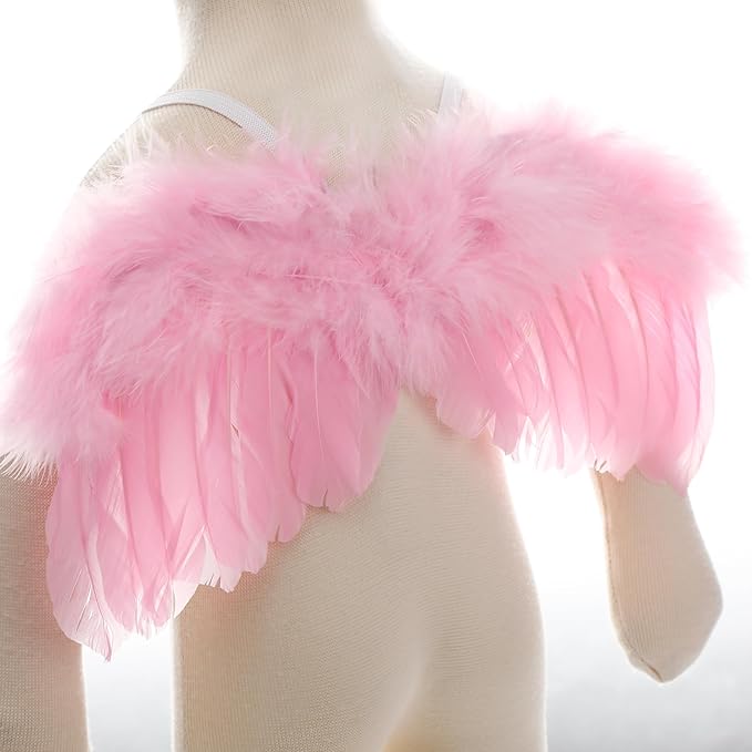 Holibeat 2PCS 0-6M Baby Angel Feather Wings Newborn Photo Props