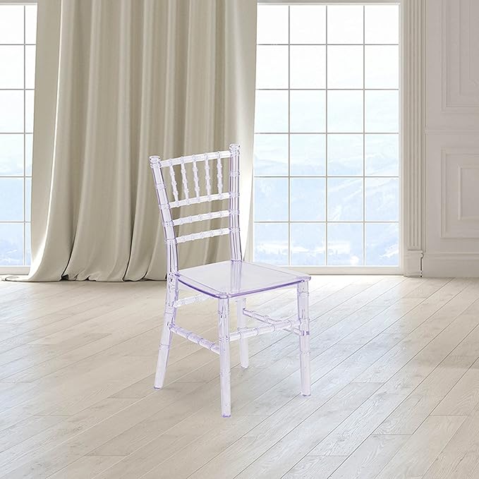Flash Furniture HERCULES 10 Pack Child’s Transparent Crystal Resin Party and Event Chiavari Chair for Commercial & Residential Use