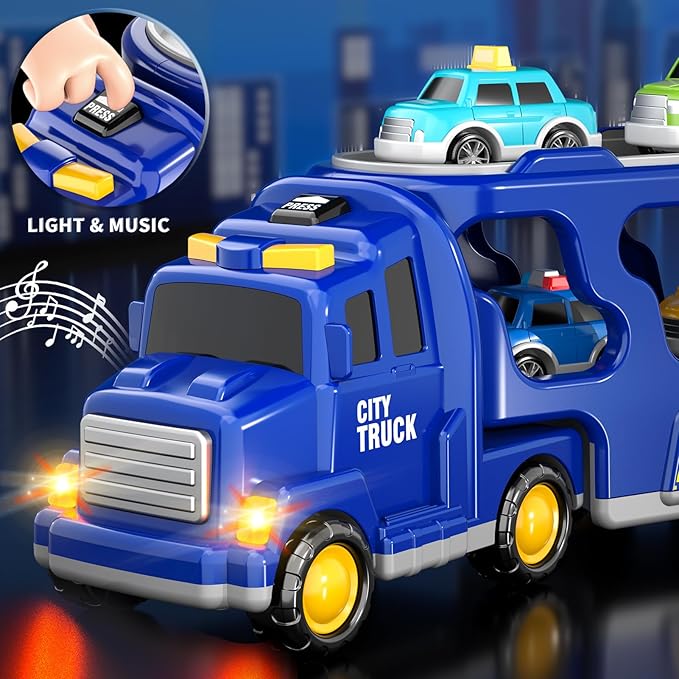Bennol Toddler Trucks Toys for Boys Age 3-5, 5 in 1 City Car Truck for Toddlers Boys Girls 3 4 5 6 Years Old