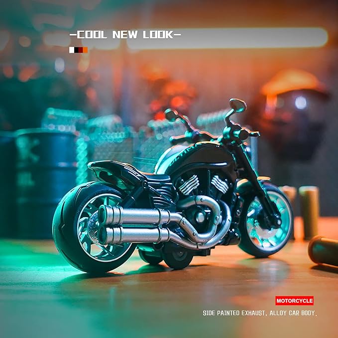 Pull Back Motorcycle Toys - Toy Motorcycle with Flashing Light 3+ Kids