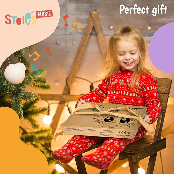 Stoie's Owl Drum Set for Toddlers 3-5 - Wooden Percussion Musical Instruments for Kids with Cymbals, Wooden Spunder, Tambourines, Drumsticks