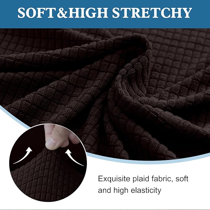 100% Waterproof Jacquard Fabric Couch Cover, Dual Layer with TPU Film, Leakproof High Elasticity Non-Slip Washable Furniture Protector for Pets, Dogs, Cats and Kids (Chair,Chocolate)
