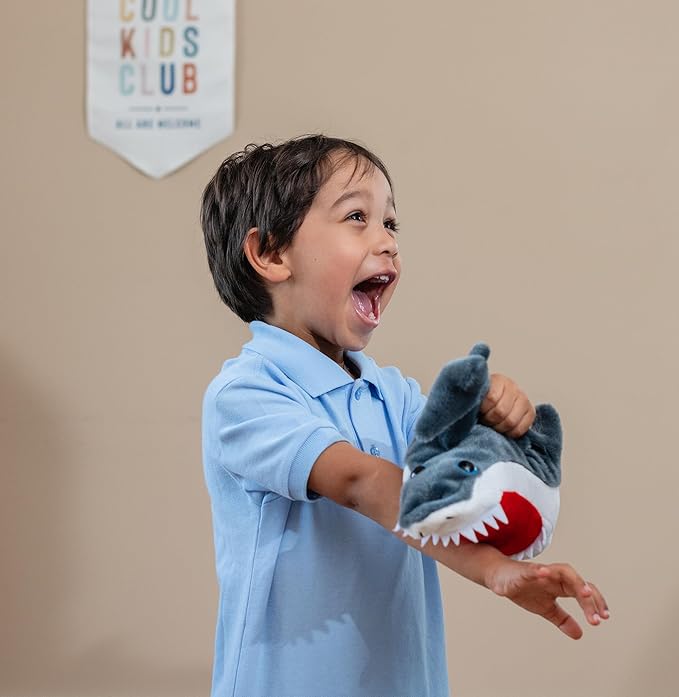 The Petting Zoo Shark Stuffed Animal Plushie Slap Bracelet, Gifts for Kids, Slapstix Sealife Animals, Shark Plush Toy, 10 inches