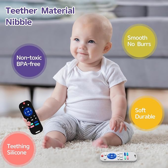 Hooku 2 Pack Silicone Teething Toys for Babies 0-6 Months, Teethers for Babies 6-12 Months