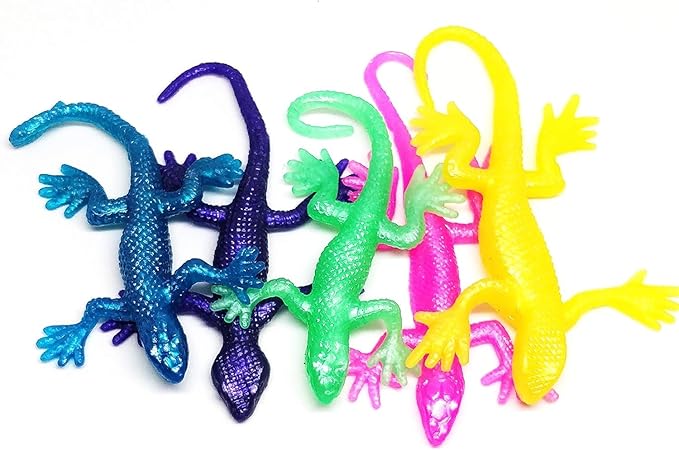 UpBrands 72 Super Stretchy Lizards Toys 3 Inches Bulk Set, 12 Colors, Kit for Birthday Party Favors for Kids, Goodie Bags, Easter Egg Basket Stuffers, Pinata Filler, Small Students Rewards