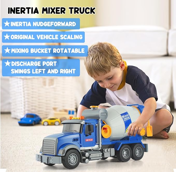 Kids Big Cement Mixer Toys Truck Toys Engineering car Lights 3+
