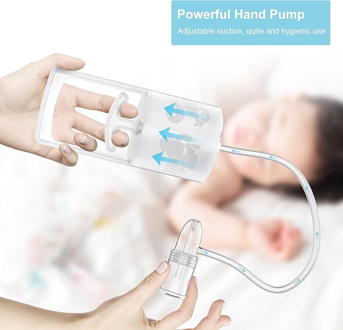 Nasal Aspirator for Baby and Toddler Nose Clearing with Hand Pump and Non-Invasive Tip for Quick, Quiet Suction (2 Fingers