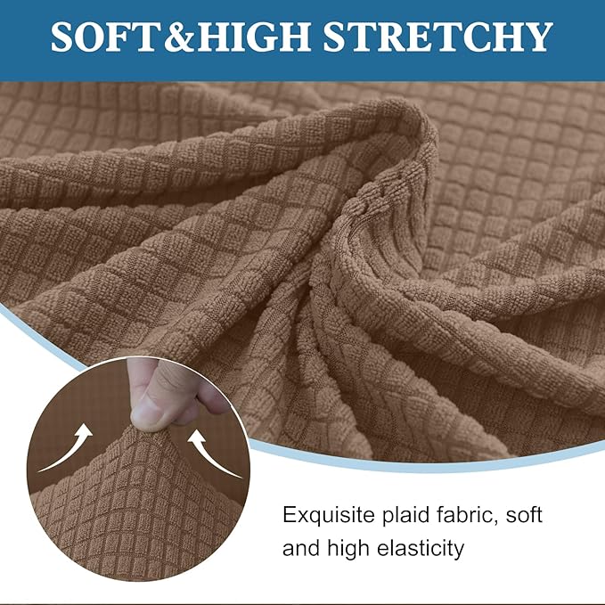 100% Waterproof Jacquard Fabric Couch Cover, Dual Layer with TPU Film, Leakproof High Elasticity Non-Slip Washable Furniture Protector for Pets, Dogs, Cats and Kids (Loveseat,Taupe)