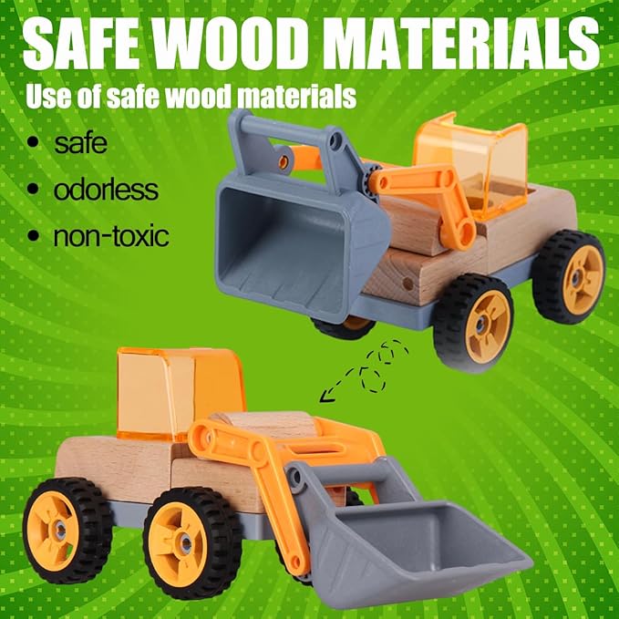 Wooden Construction Truck Mini Simulation Engineering Vehicles for Boys and 3 +