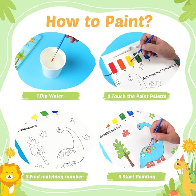 Water Coloring Books for Toddlers - Easter Basket Stuffers Watercolor Paint Book Drawing Art Paper for Kids Mess Free Craft Supplies kit Toy for Age 3 4 5 6 Valentines Birthday Gift(Planet,Dinasour)