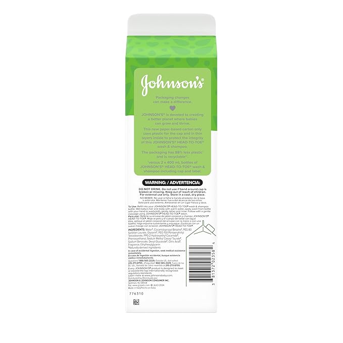 Johnson's Head-To-Toe Gentle Baby Body & Hair Wash, Tear-Free 33.8 fl.