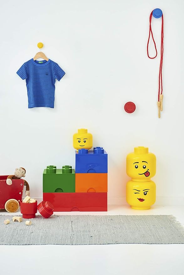 Lego Storage Head, Large, Girl, 9-1/2 x 9-1/2 x 10-3/4 Inches, Yellow