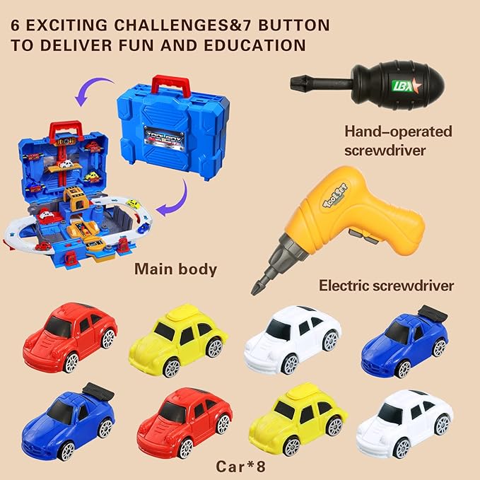 Race Track Adventure Car Game Kid Toy for 3 Year Old Boys Girls Birthday Gift, Cars Playsets Stem Toys for Boy Age 4 5 6 7 8