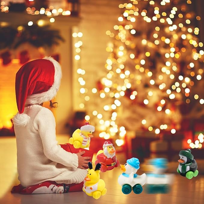 12 Pcs Christmas Rubber Ducks Cars Soft Bath Toy Vehicles for Babies Kids Girls Boys Birthday Gifts,Christmas Party Favors