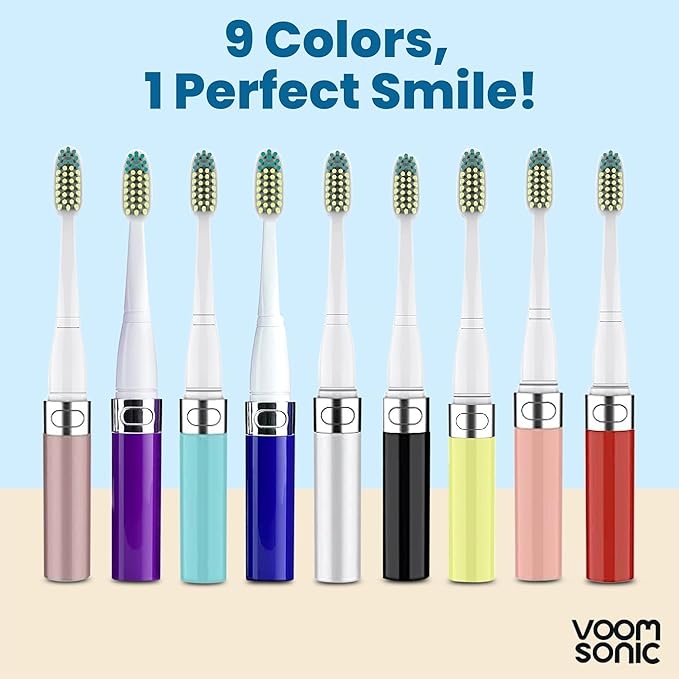 Voom Sonic Go 1 Series Travel Electric Toothbrush | Travel Toothbrushes - Battery Operated Toothbrush for Adults & Kids, Dentist Recommended Toothbrush, Portable w/ 2 Minute Timer (Purple)