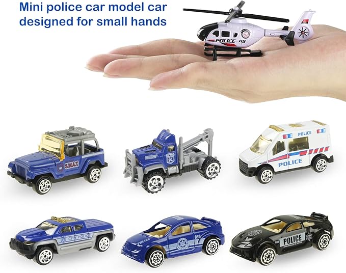 Jenilily Police Car Toy Blue Truck Toy Transporter Mini Vehicles 3 4 5 6