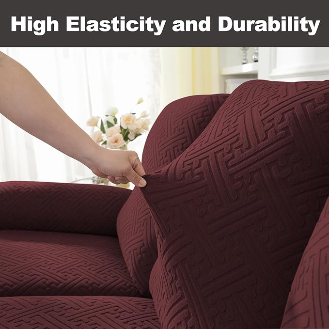 NORTHERN BROTHERS Oversized Recliner Chair Covers, Large Lazy Boy Recliner Covers, Stretchy Cover for Recliner Chairs, Wine Red