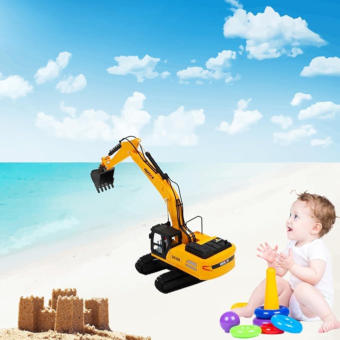 Gemini&Genius Excavator Toy, Construction Vehicle Digger Toy 1/35 Scale Die-cast