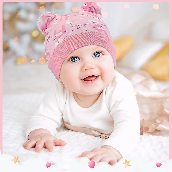 Geyoga 9 Pieces Newborn Baby Hat Bear Ears Infant Caps 2 Ears