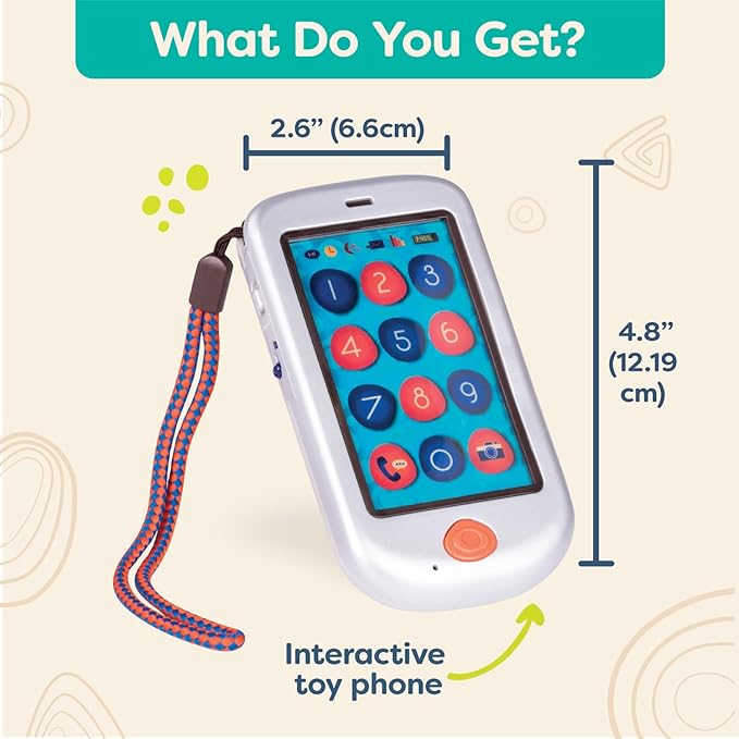 B. toys- Hi!! Phone - Silver- Pretend Play Smartphone – Interactive Kids' Cellphone – Sounds & Songs – Toy Phone for Toddlers – 18 Months +
