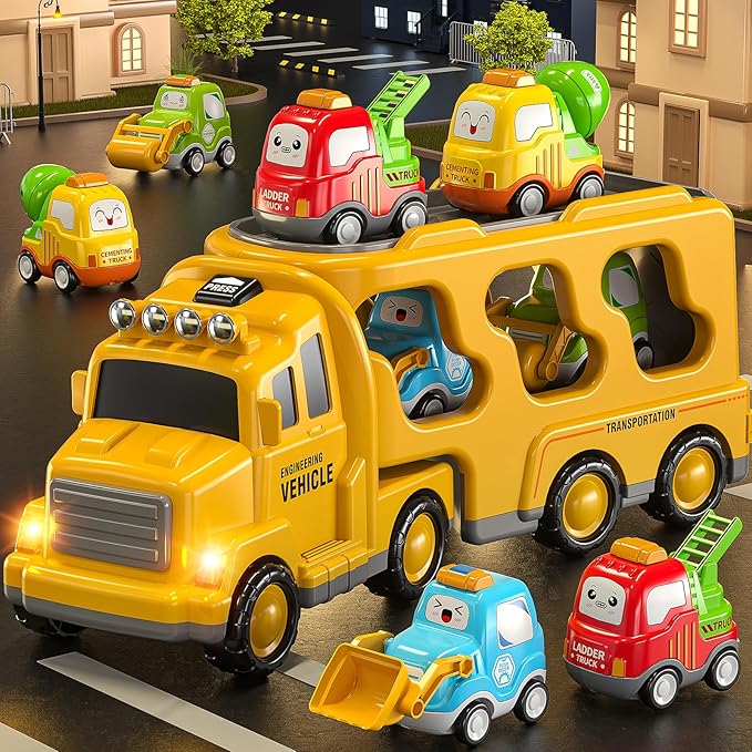 TEMI Construction Vehicle for 3 4 5 6 7 8 Years Old Kids - Toy Trucks for Toddler,Boy Toys 3-5,Playset Toys,Gift