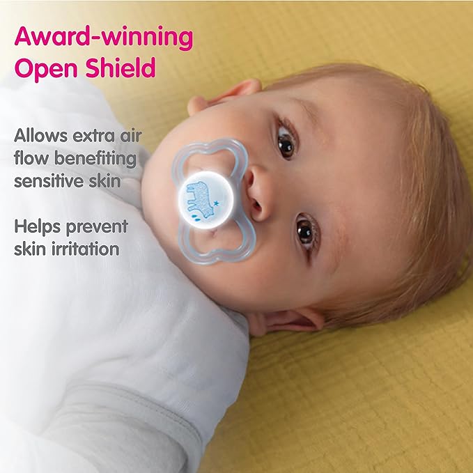 MAM Air Night & Day Baby Pacifier, for Sensitive Skin 6-16 Months, 4 Count