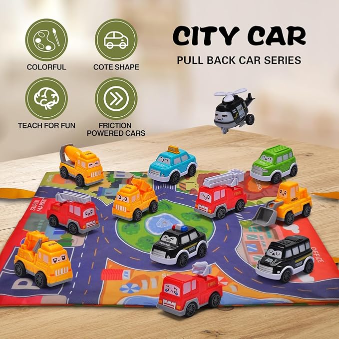 TOYSXYIN. 12 Pcs. Construction Truck for 3-9 Year Old Boys and Girls - Friction Power Vehicle Car for Toddlers 1-3, Carrier for Kids 3-5